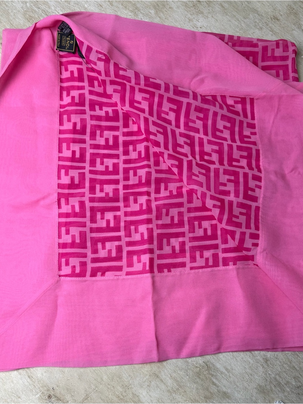 Fendi Two-Tone Pink FF Monogram Silk Scarf NWT